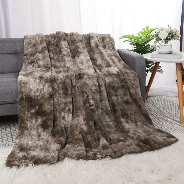 5 Colors Tie Dye Reversible Long Shaggy Blanket Fluffy Throw Rug Bedding Cover 